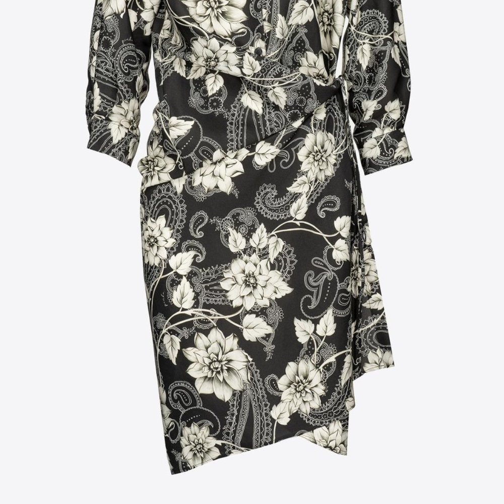 Pinko Floral Paisley Mini Shirt Dress size: 4 - Picture 3 of 9
